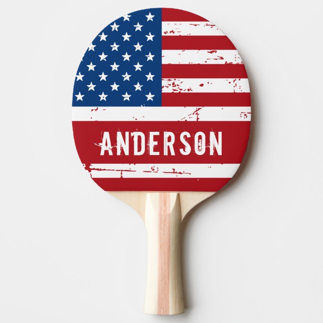 American Flag Personalised Patriotic Stars Stripes Ping Pong Paddle (Front)