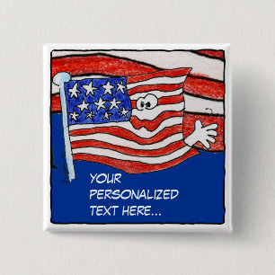 American Flag Personalised Pin /Button