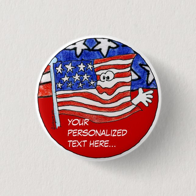 American Flag Personalised Pin /Round Button (Front)