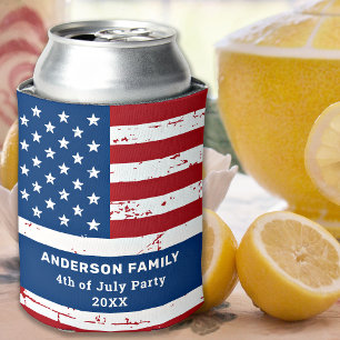American Flag Personalised USA 4th Of July Party Can Cooler