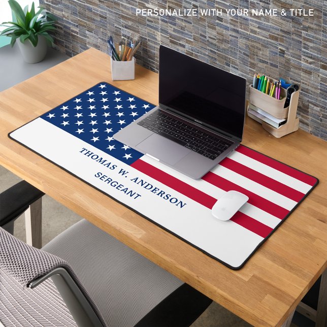 American Flag Personalised USA Military  Desk Mat (Creator Uploaded)