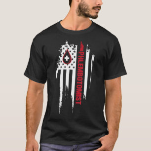 American Flag Phlebotomist Vintage Distressed Phle T-Shirt