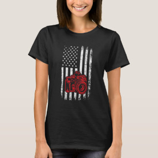 American Flag Photography Cool Photographer Came T-Shirt
