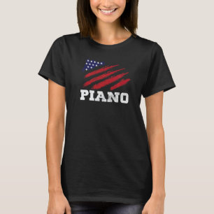 American Flag Piano  Musician Pianist T-Shirt