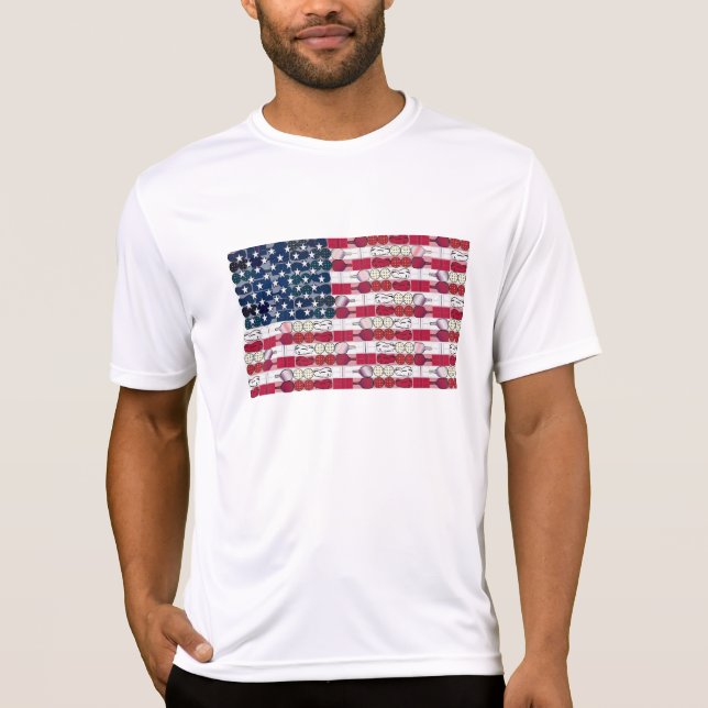 American Flag Pickleball Performance t-shirt (Front)