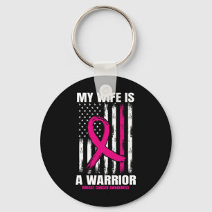 American Flag Pink Breast Cancer Awareness Wife Hu Key Ring