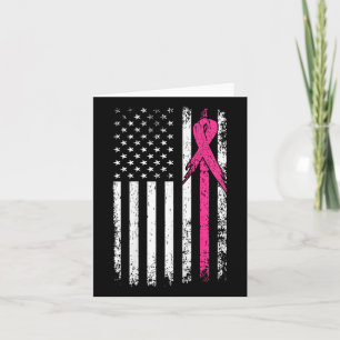 American Flag Pink Ribbon Breast Cancer Awareness  Card