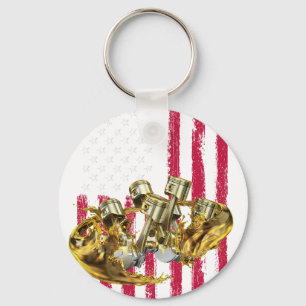 American Flag Piston Muscle Car 4 Key Ring