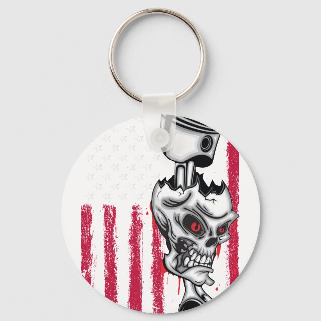 American Flag Piston Muscle Car 5 Key Ring (Front)