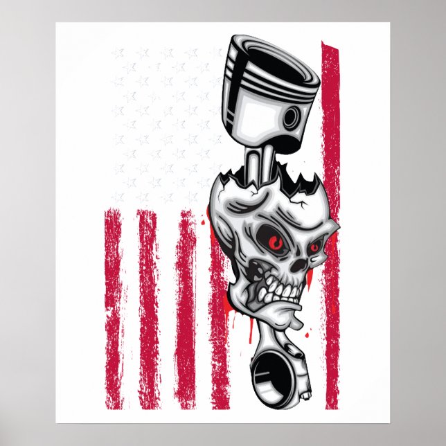 American Flag Piston Muscle Car 5 Poster (Front)