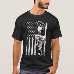 American Flag Piston Muscle Car 6 T-Shirt