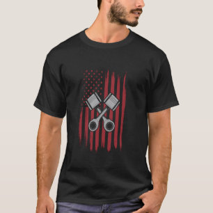 American Flag Piston Muscle Car for Patriotic Mech T-Shirt