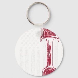American Flag Piston Muscle Car Key Ring