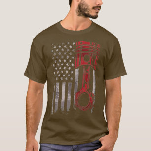 American Flag Piston Muscle Car Patriotic Vintage  T-Shirt