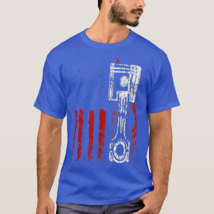 American Flag Piston Muscle Car Patriotic Vintage  T-Shirt