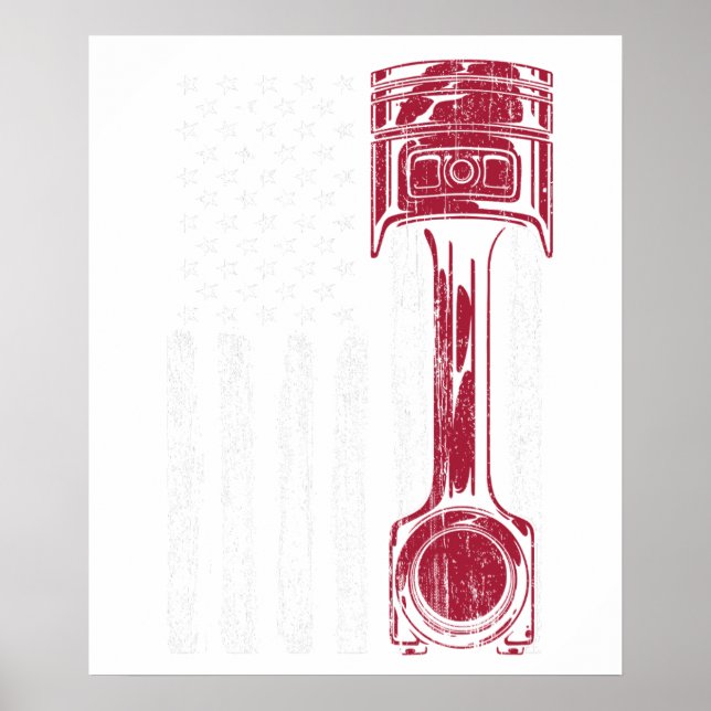 American Flag Piston Muscle Car Poster (Front)