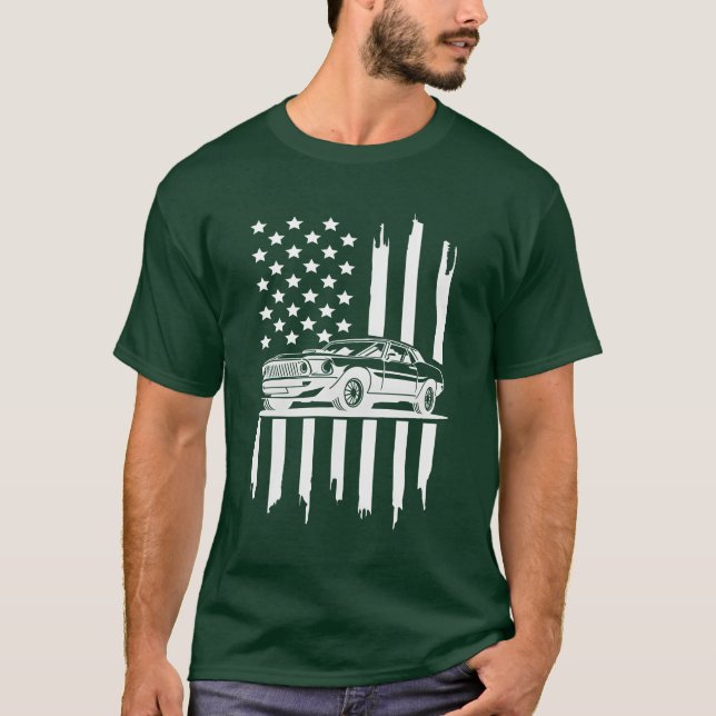 American Flag Piston Svg Muscle Car Svg funny T-Shirt (Front)