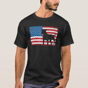 American Flag Pitbull Dog 4th Of July Usa Patrioti T-Shirt