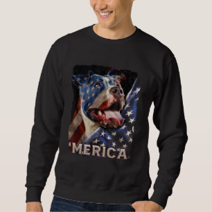 American Flag Pitbull Patriotic Dog 4th Of July Pr Sweatshirt
