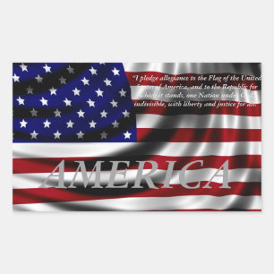American Flag Pledge of Allegience Rectangular Sticker