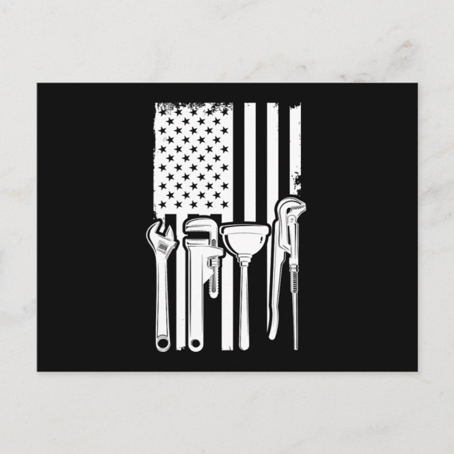 American Flag Plumbing Plumber Tools Craft Gift Postcard (Front)