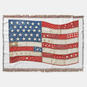 American Flag PNG   Patchwork Patriotic Design   F Throw Blanket