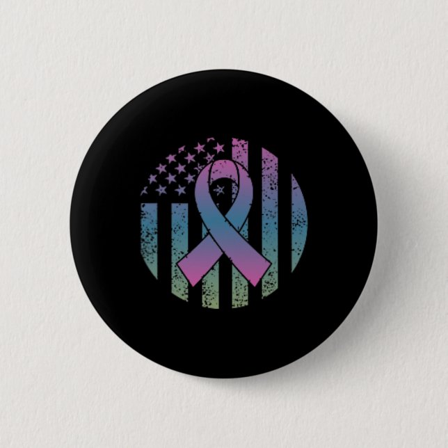 American Flag Pocket Metastatic Breast Cancer Awa  6 Cm Round Badge (Front)