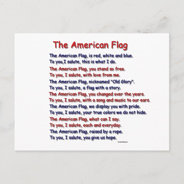 American Flag Poem Postcard (Front)