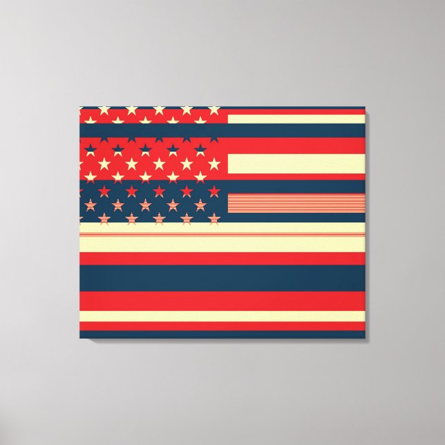 American Flag Pop Art Canvas Print (Front)