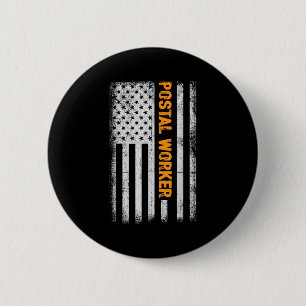 American Flag Postal Worker Funny Quote Graphic Wo 6 Cm Round Badge