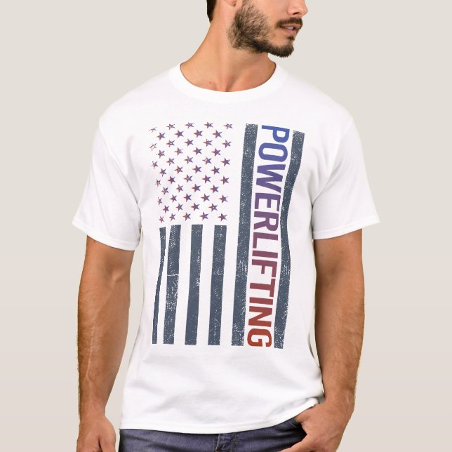 American Flag Powerlifting T-Shirt (Front)