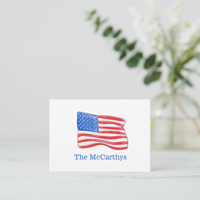 American Flag Preppy Personalised Card (Standing Front)