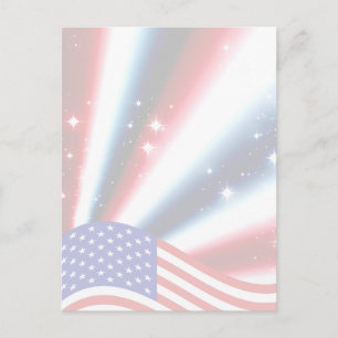 american flag pride sparkle burst postcard