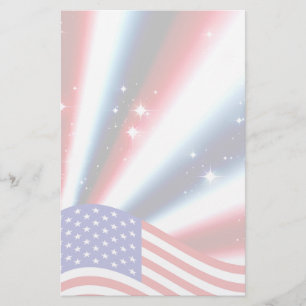 american flag pride sparkle burst stationery