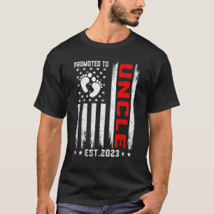 American Flag Promoted To Uncle Est 2023 Family T-Shirt