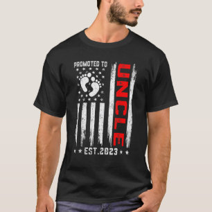 American Flag Promoted To Uncle Est 2023 Family T-Shirt