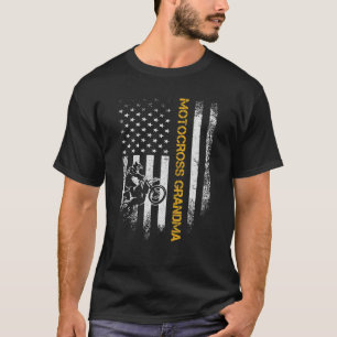 American Flag Proud Motocross Dirt Bike Grandma Si T-Shirt