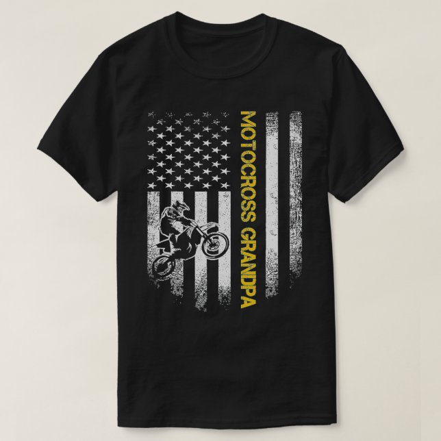 American Flag Proud Motocross Dirt Bike Grandpa Si T-Shirt (Design Front)