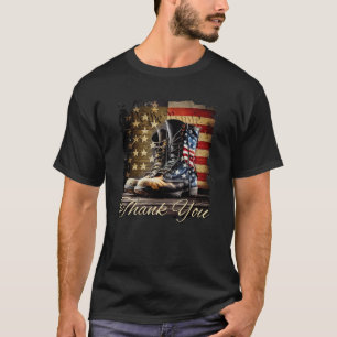 American Flag Proud Warrior Military Patriotic Tha T-Shirt