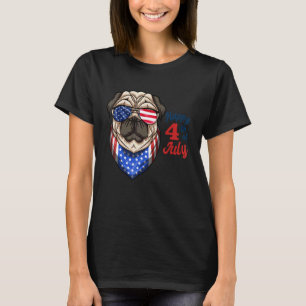 American Flag Pug Dog Lover 4th of July Independen T-Shirt