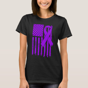 American Flag Purple Ribbon Rett Syndrome Awarenes T-Shirt