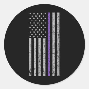 American Flag Purple Strip Memories Heimer  Classic Round Sticker