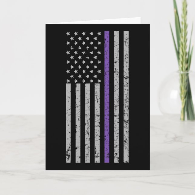 American Flag Purple Strip Memories Problem Heimer Card (Front)