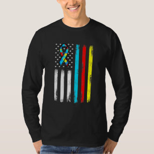 American Flag Puzzle Piece Ribbon Cool Autism Awar T-Shirt