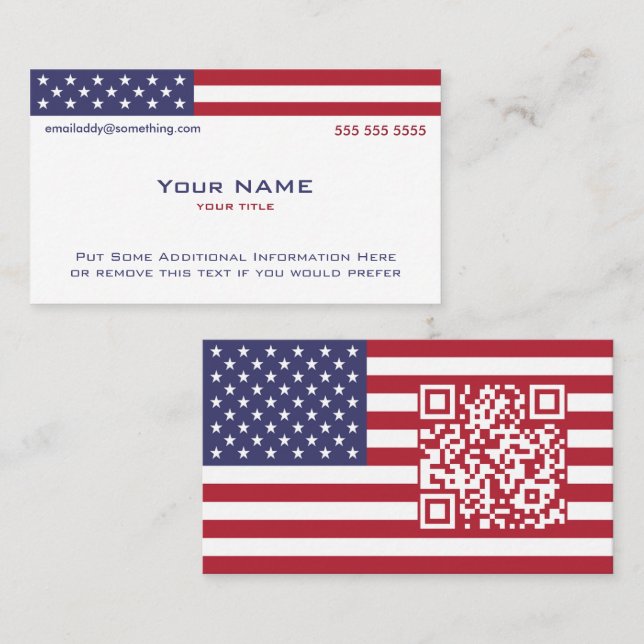 American Flag QR Code Business Card (Front/Back)