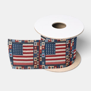 American Flag Quilt Pattern Satin Ribbon