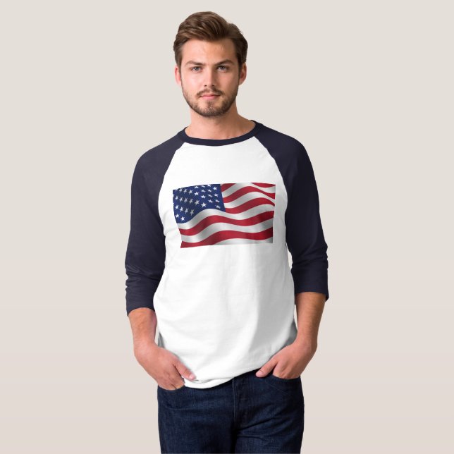 American flag raglan sleeve T-Shirt (Front Full)