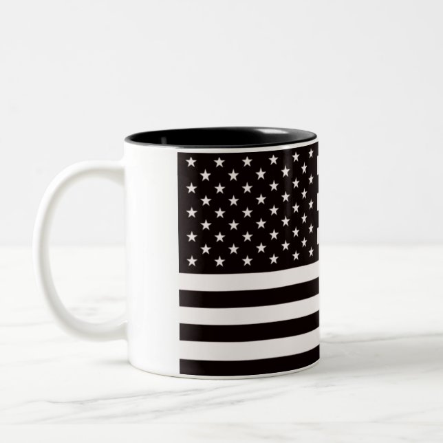 American Flag Raider Shield Two-Tone Coffee Mug (Left)
