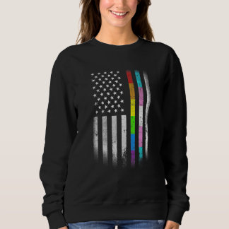 American Flag Rainbow Homosexual Rights LGBTQ Bise Sweatshirt