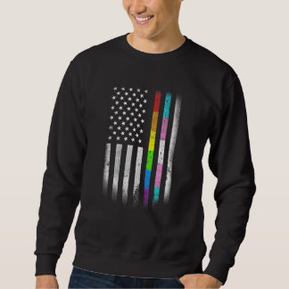 American Flag Rainbow Homosexual Rights LGBTQ Bise Sweatshirt
